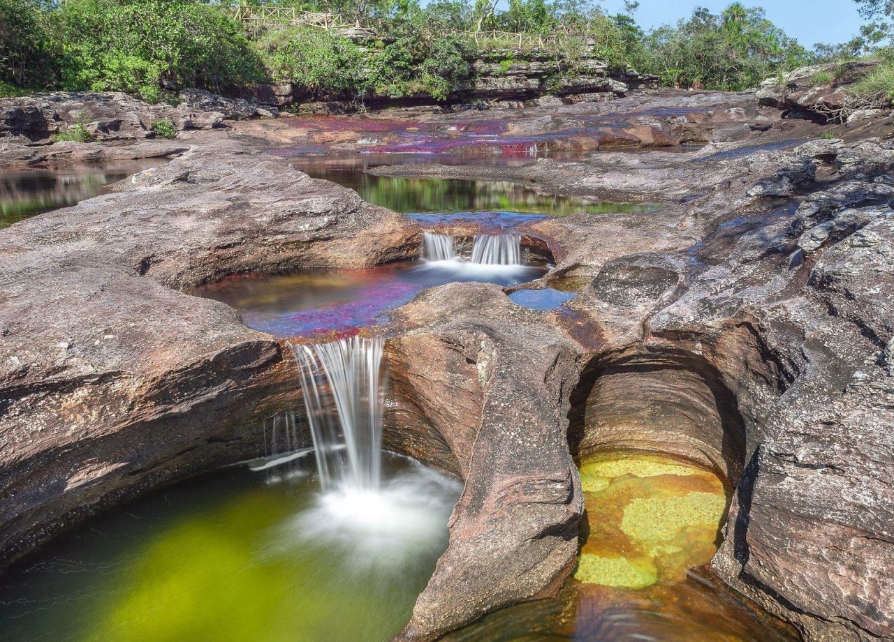 Sector de Los Ochos con Marmitas de Gigantes en Caño Cristales, Colombia. Fotografía: Mario Carvajal, 2019 (www.canocristales.co)